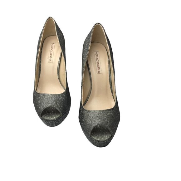 Essence Menbur Sliver Glitter Slip-On Fancy Pumps Platform Heels Size 38/7.5 - Picture 7 of 8
